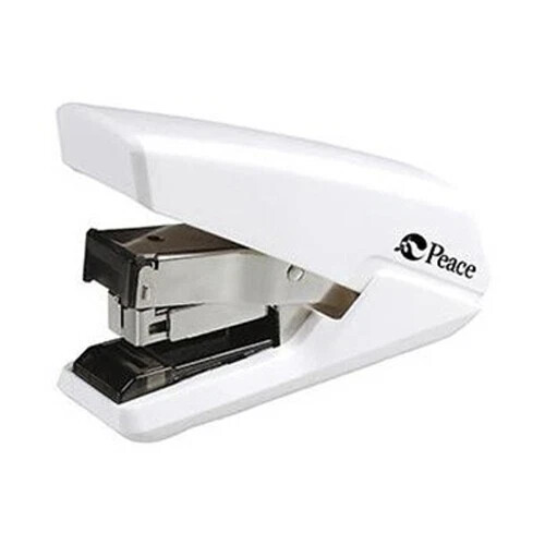 Peace Flat Easy Stapler Effortless Flat-Clinch Ergonomic 50% Less Power (White)