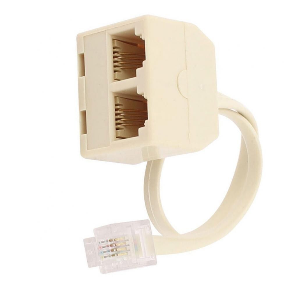 1 To 2 Ways RJ11 6P4C Male Telephone Jack Line Cord Female Splitter adapter Lan