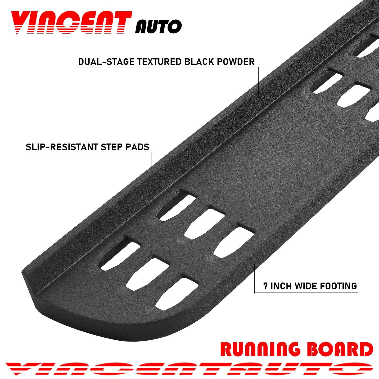 7" Black Raptor Bar Fit 15-24 FORD F-150 Super Crew Cab Side Step Running Board