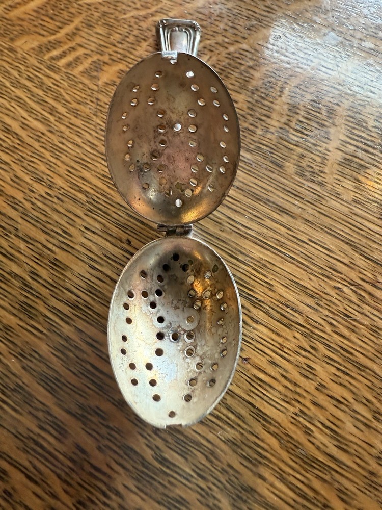 Vintage Silver Plated E&JB Tea Infuser /Spoon /Strainer Hinged Double Spoon