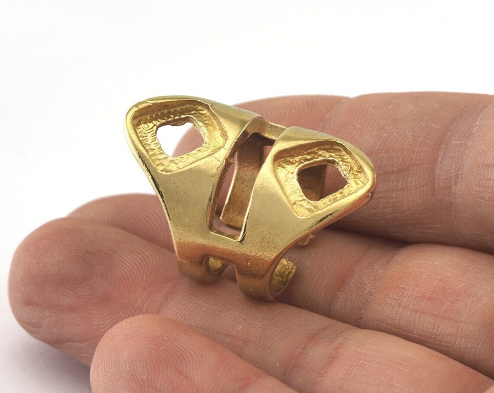 Ring Adjustable Ring Bezel - Raw brass 17mm 6.5US inner size - Adjustable 3382