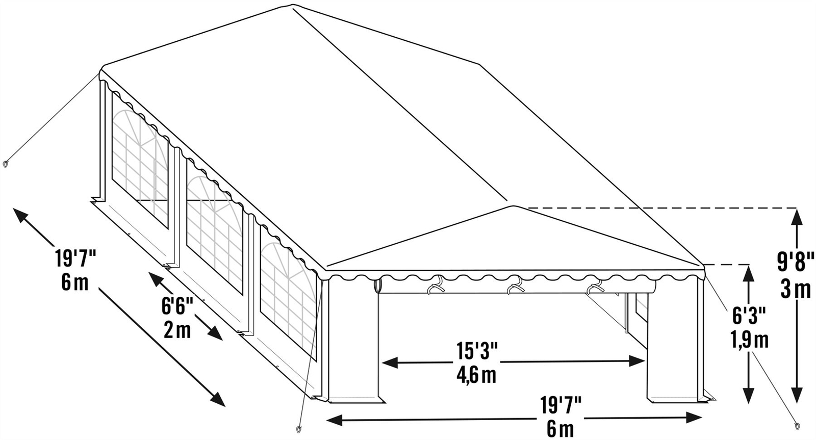 Enclosure Kit w/Windows 4 Party Tent, 20x20x10 (Canopy & Frame Sold Separately)