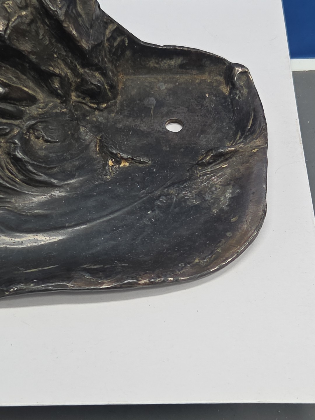 Art Nouveau Nude Maiden Water Inkwell Laying On Rocks Metal Trinket Earings TS