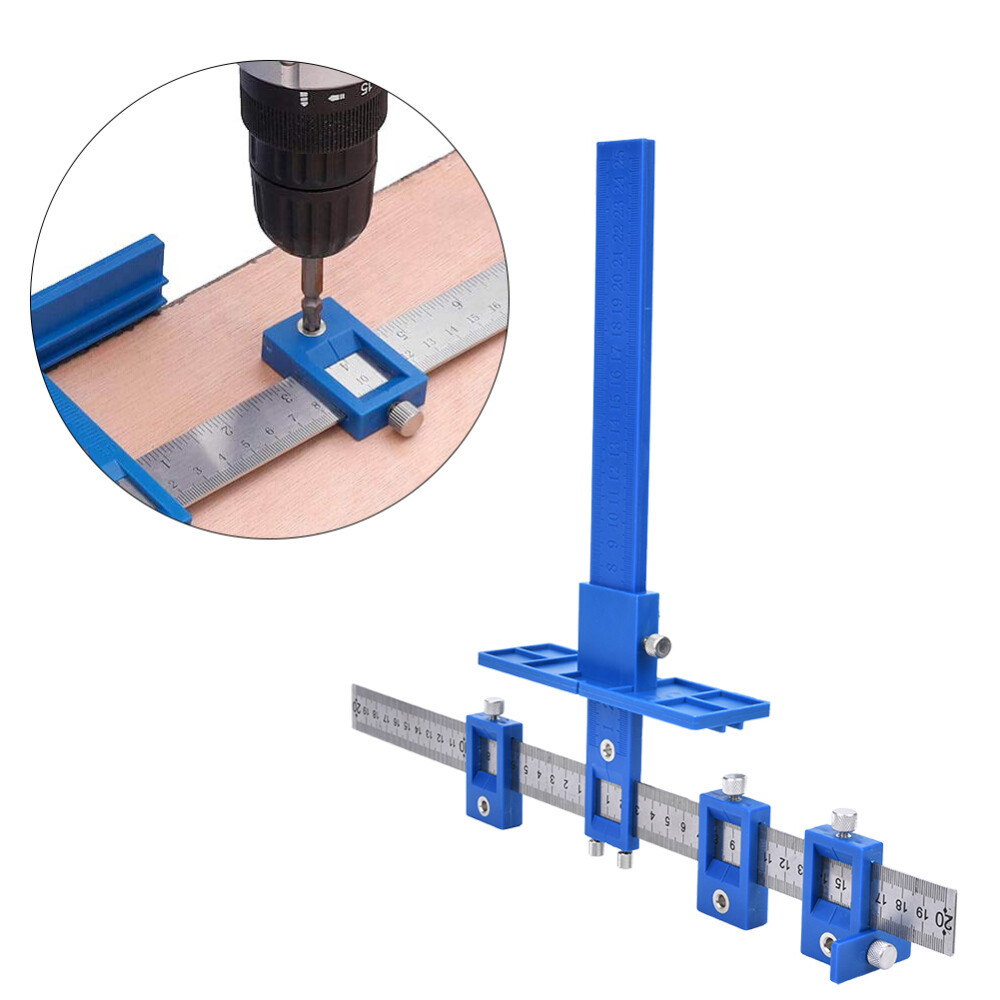 Adjustable Drill Template Guide Punch Locator Cabinet Hardware Jig Dowelling Kit