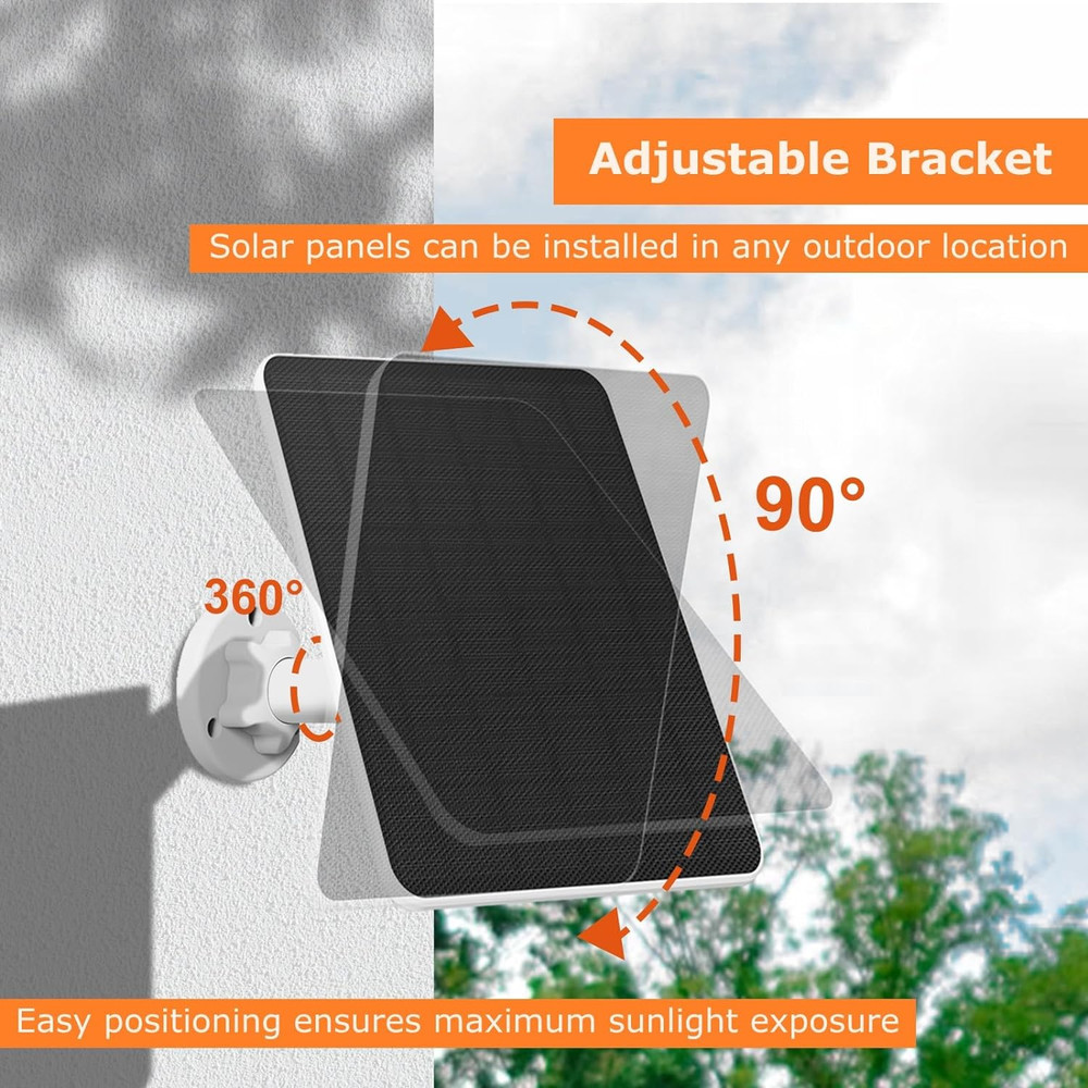 Solar Panel for Security Camera, 6W Solar Panel Micro USB & USB-C for Outdoor Re