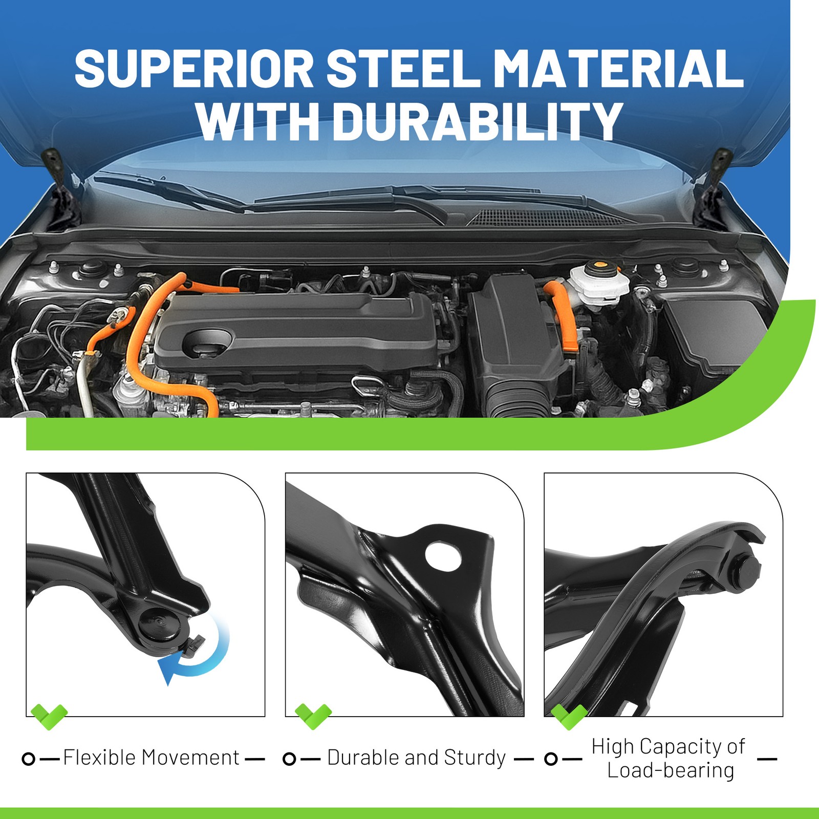 Pair Hood Hinges Driver & Passenger Side Left Right For 2018-2022 Honda Accord