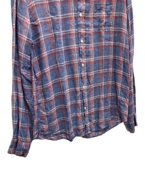 Frank&Eileen Linen check shirt blue