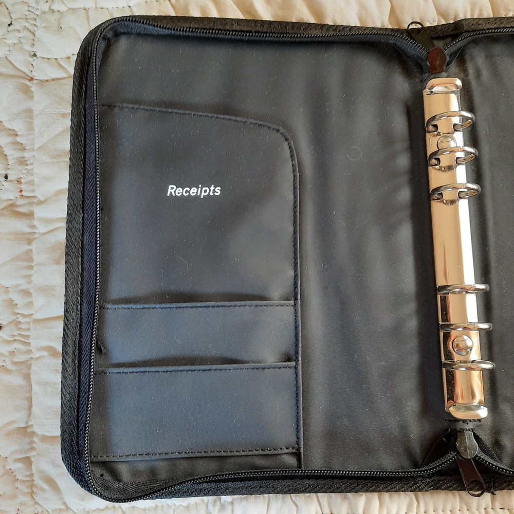 Snap-On Zipper Binder Notebook Receipt Portfolio 7.5" x 10" EUC