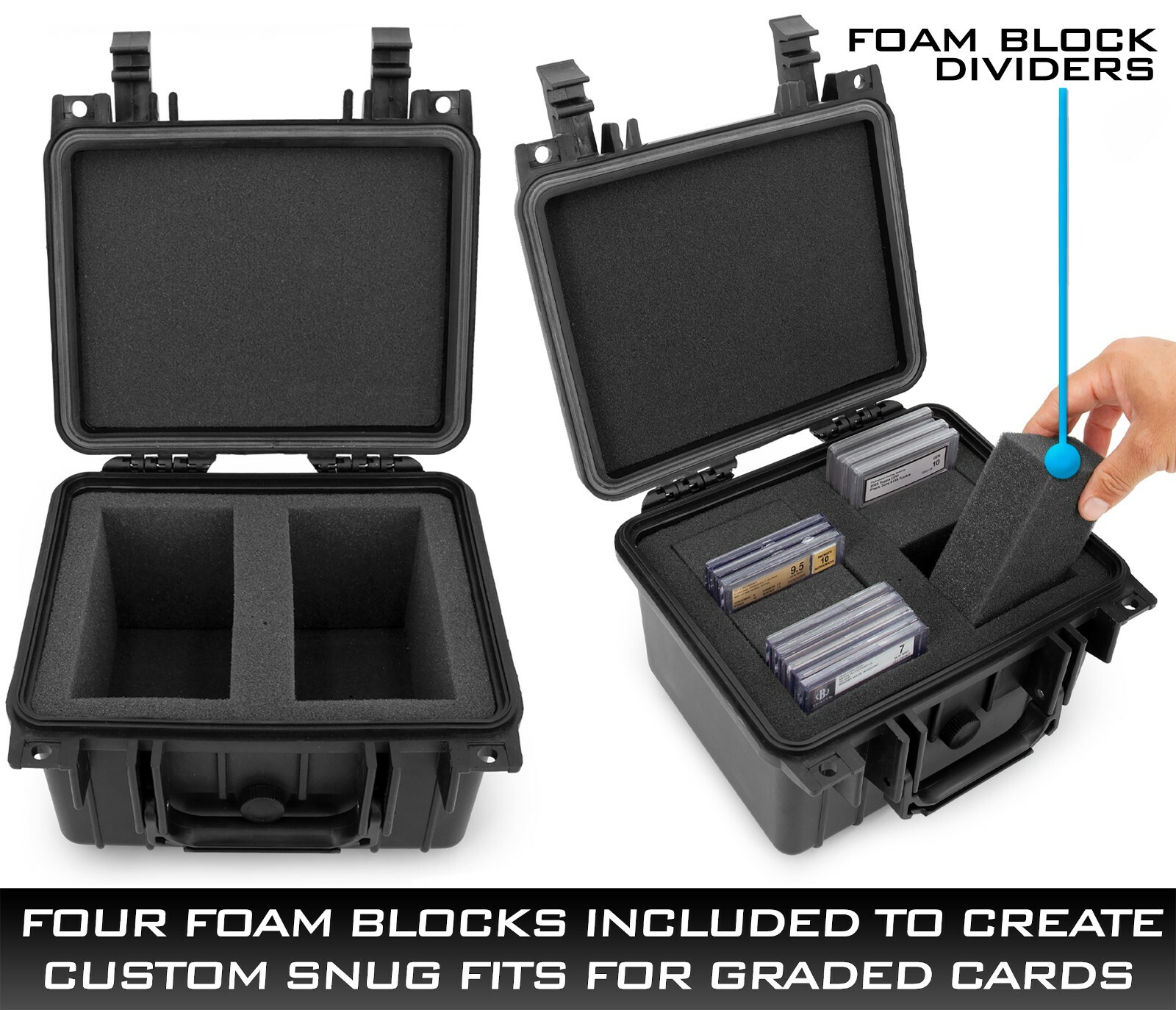 CM Graded Card Case Storage Box for 40 Graded Sports Trading Cards, Waterproof