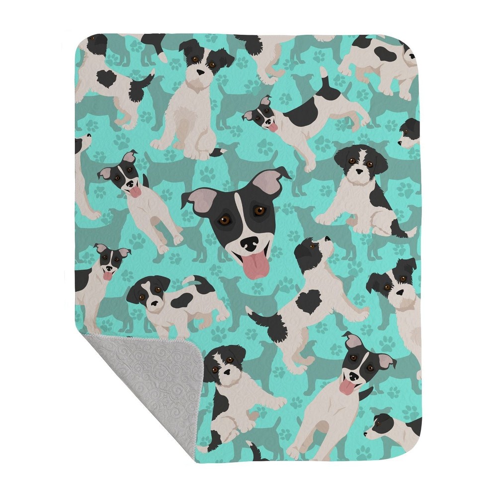 Jack Russell Terrier Quilted Blanket 50x60 Artwork Pattern Quilted Throw