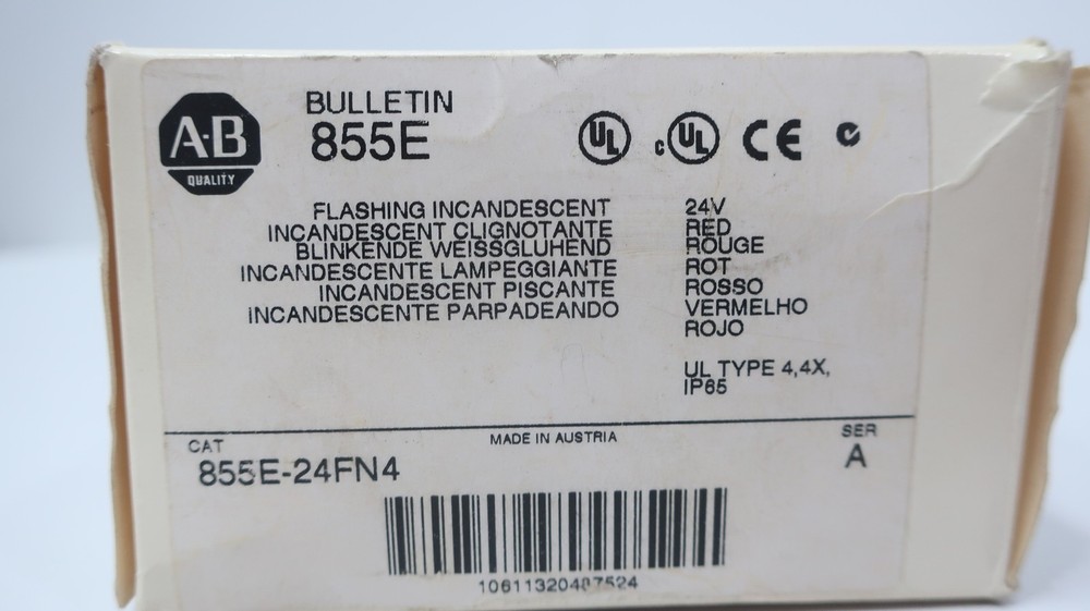 Allen Bradley 855E-24FN4 Flashing Red Light Module 24v-dc