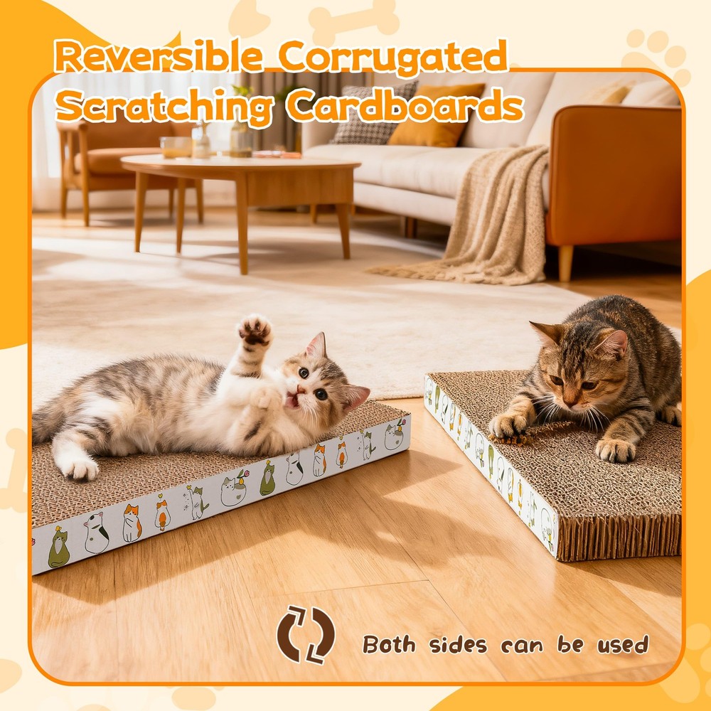 Cat Scratching Board 4 Pack Cardboard Catnips Flat Double Sided Pad Indoor