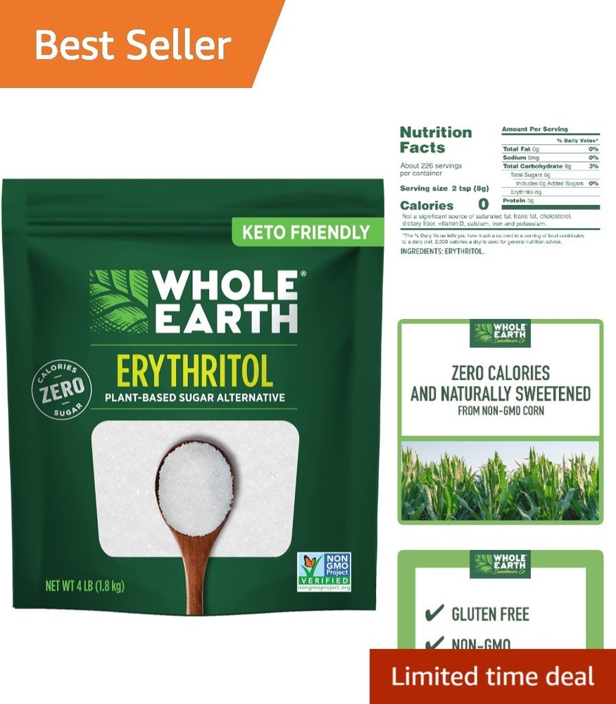 100 Percent Erythritol Zero Calorie Sugar Alternative 4 Pound Bag