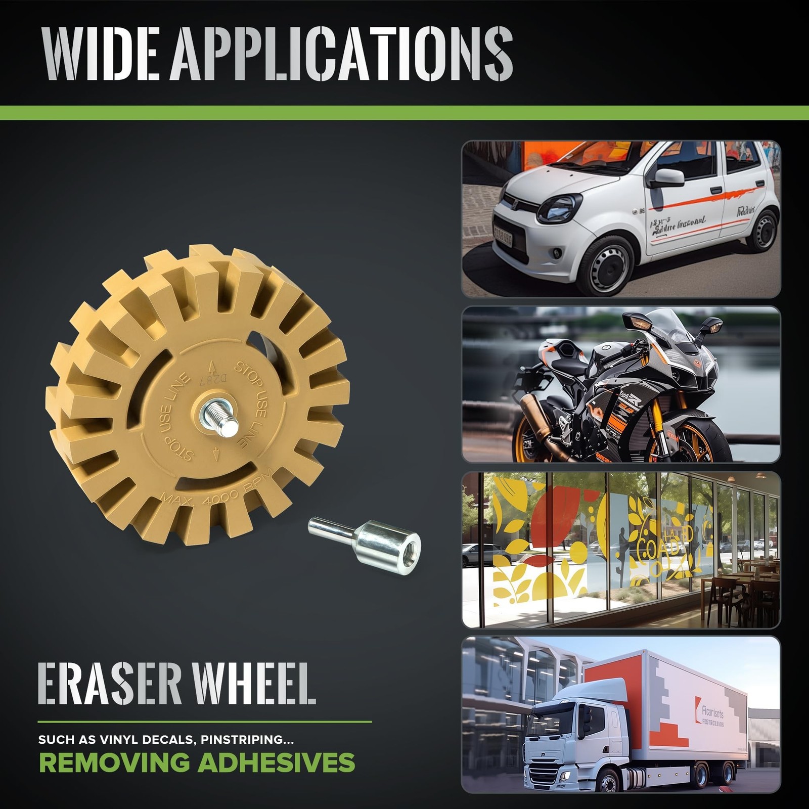 Decal Remover Wheel Eraser Wheel Rubber 2 Pack Vinyl Tapes and Graphics Rubbe...