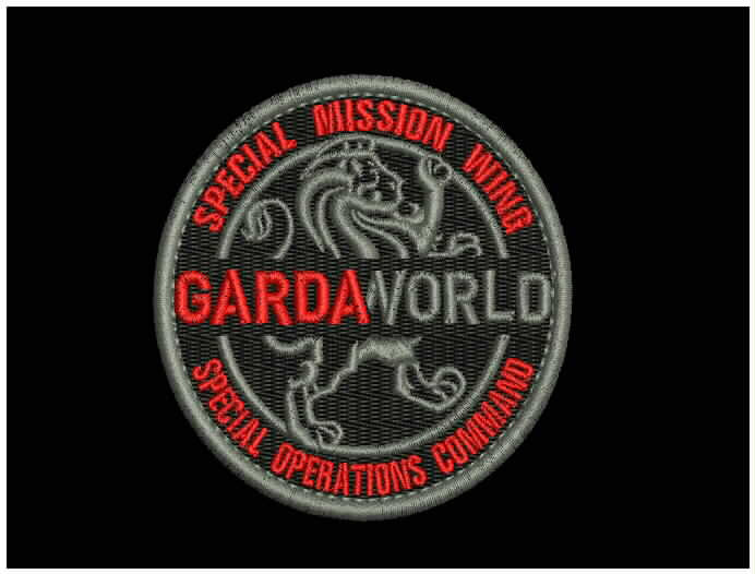 GARDAWORLD 1  Embroidery Patch 3X3'' Hook ON Back Black/RED/Gray