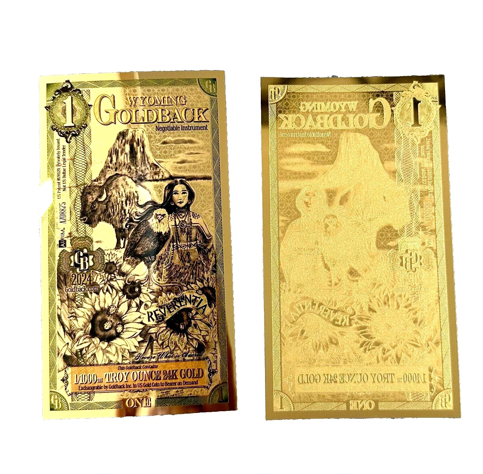 Complete Set!! Lot 6 Goldback 24KT Gold Foil Notes 1/1000th oz Bullion All State