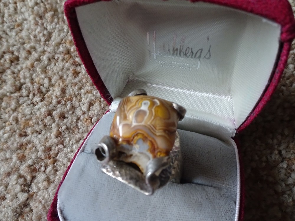 unique handcrafted agate ring sculpted from a fork