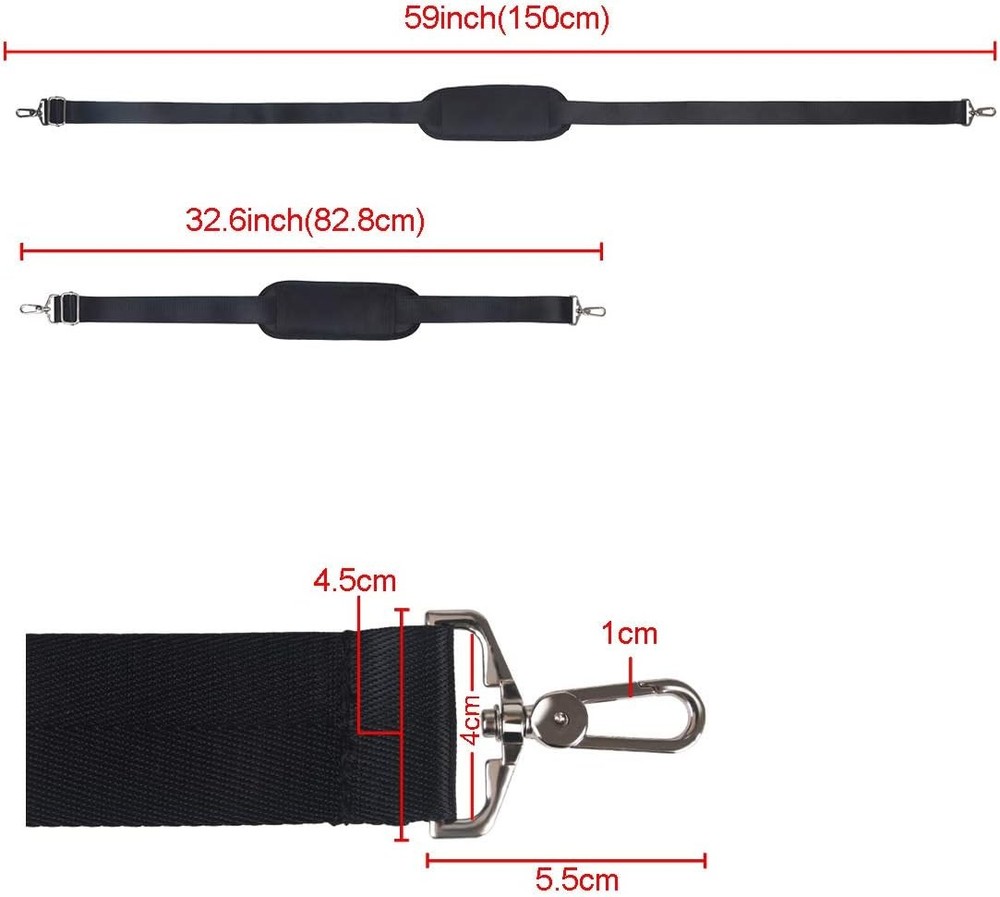 BOMKEE 59" Briefcase Shoulder Strap Universal Replacement Adjustable Black