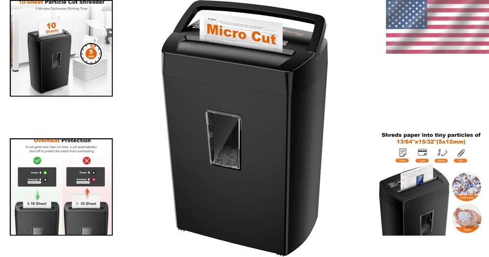 Effortless Micro Cut Shredding - 10-Sheet Capacity with Transparent Waste Bin