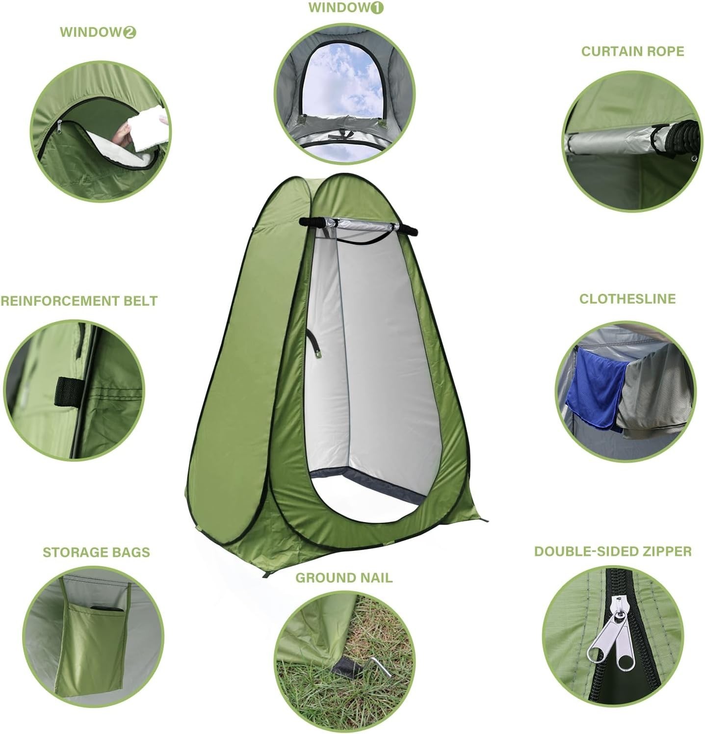 Army Green Pop Up Privacy Shower Tent