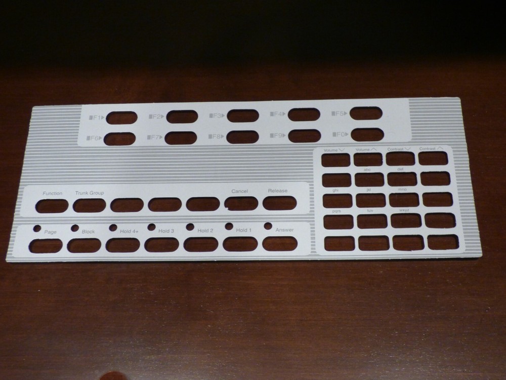 Mitel Super console 1000 Replacement DESIGNATION Paper OVERLAY. (Grey)