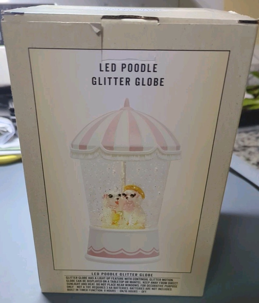 Poodle Glitter LED Snow Globe