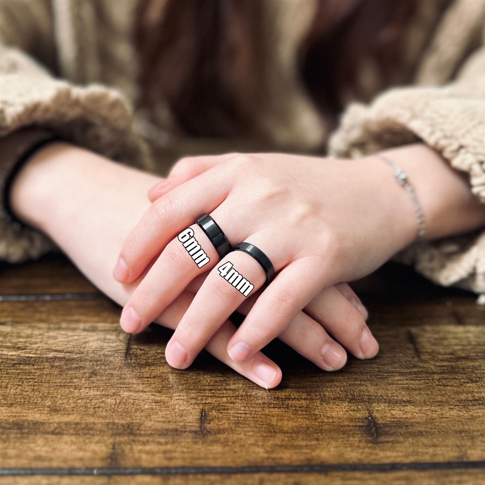 6/8mm Black Tungsten Carbide Brushed Comfort Fit Wedding Band Ring Men's-Women's