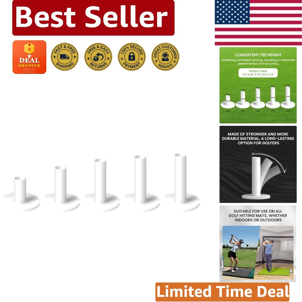 Golf Rubber Tees 5 Pack - Mixed Sizes for Ultimate Practice Versatility