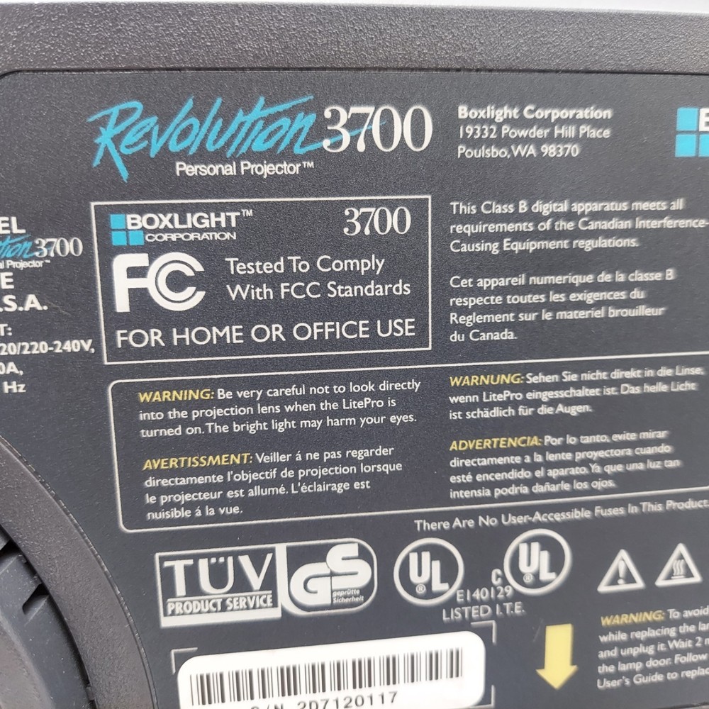 Boxlight Revolution 3700 projector *Lamp Hours 365*