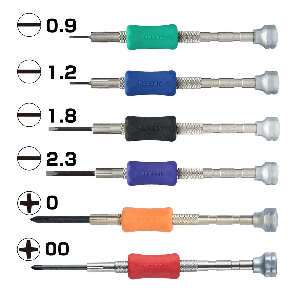 Precision screwdriver set TD-56 / -0.9, -1.2, -1.8, -2.3, +00, +0