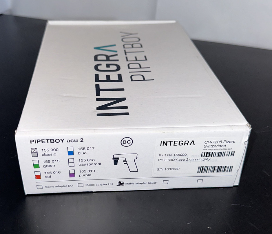 Integra Pipetboy 2 Pipette Controller CAT#155000 (Classic Grey)