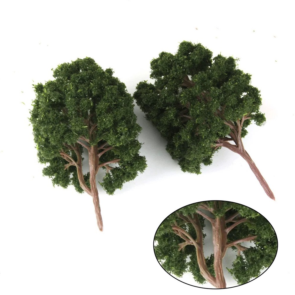 10pcs HO OO Scale Model Trees Layout Train Diorama Scenery Dark Green