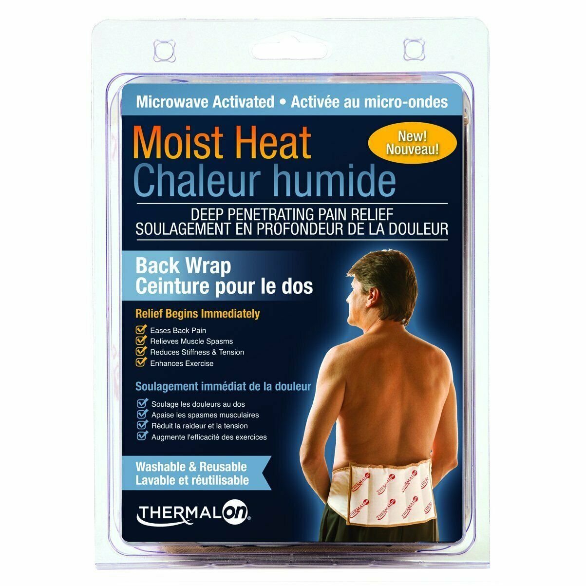 Thermalon Moist Heat Back Wrap Therapy Deep Penetrating Pain Relief Washable 1ct