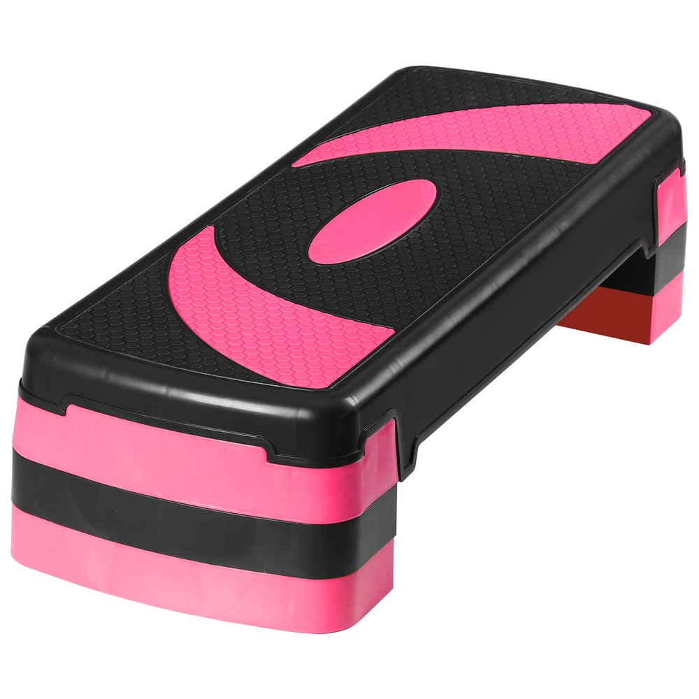 30" Aerobic Step Platform Workout Exercise Stepper w/Risers Adjust 4"-6"-8" Pink