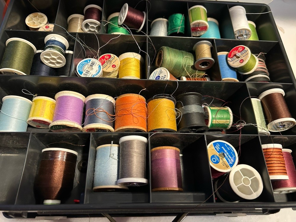 Sewing Thread Dual Case Storage Set Clear Organizer 2 Sided with Thread