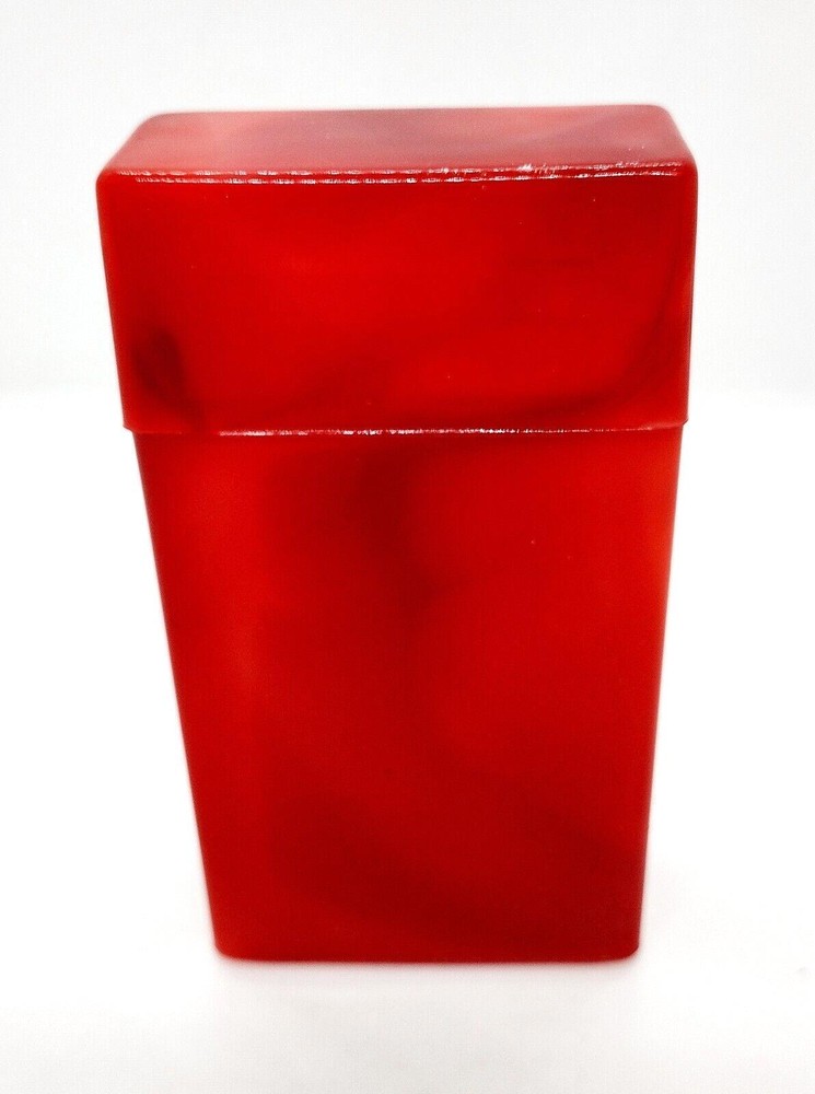 Fujima Red Marble Design 100s Size Plastic Flip Top Open Cigarette Case