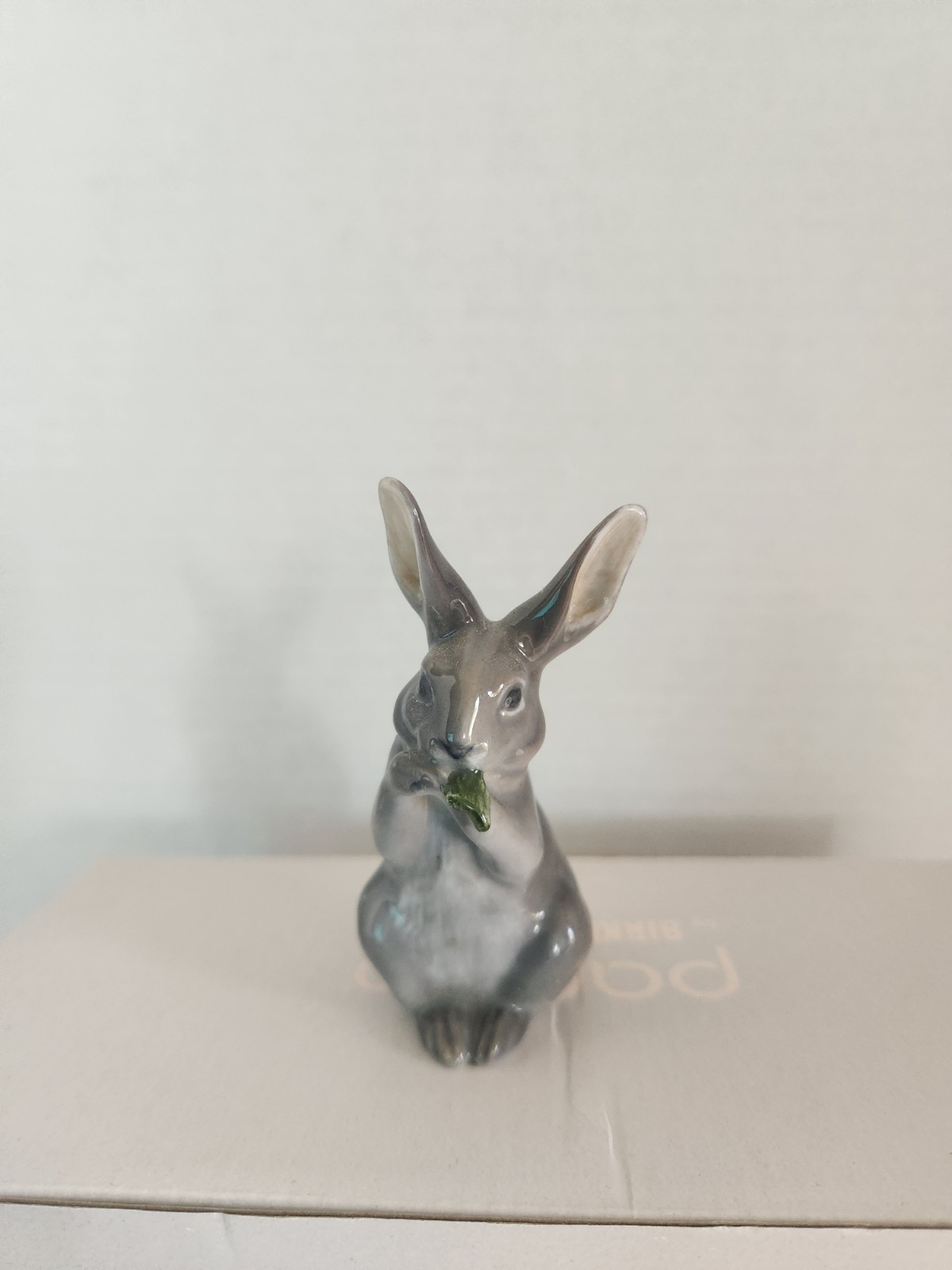 Vtg Royal Copenhagen Porcelain Rabbit Eating Leaf Figurine #1019, Denmark RARE