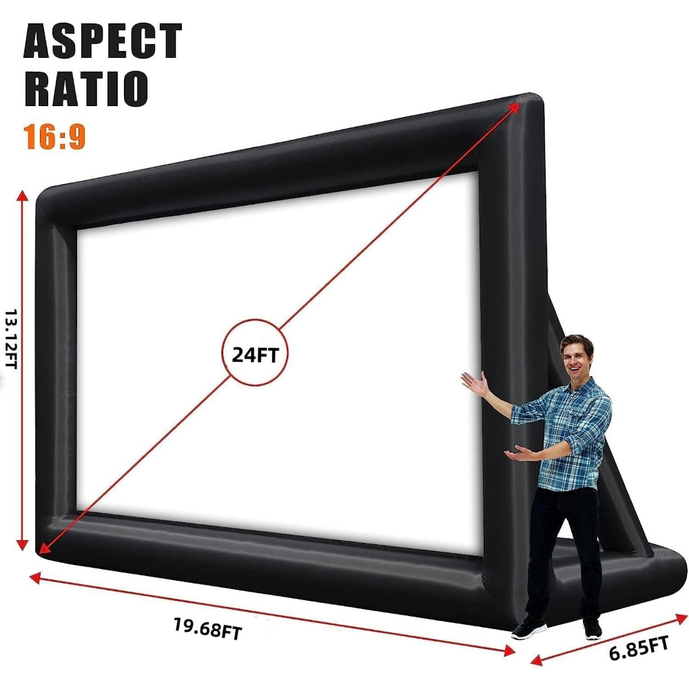 24ft Blow Up Projector Screen: Front/Rear Projection, Includes Blower & Stakes