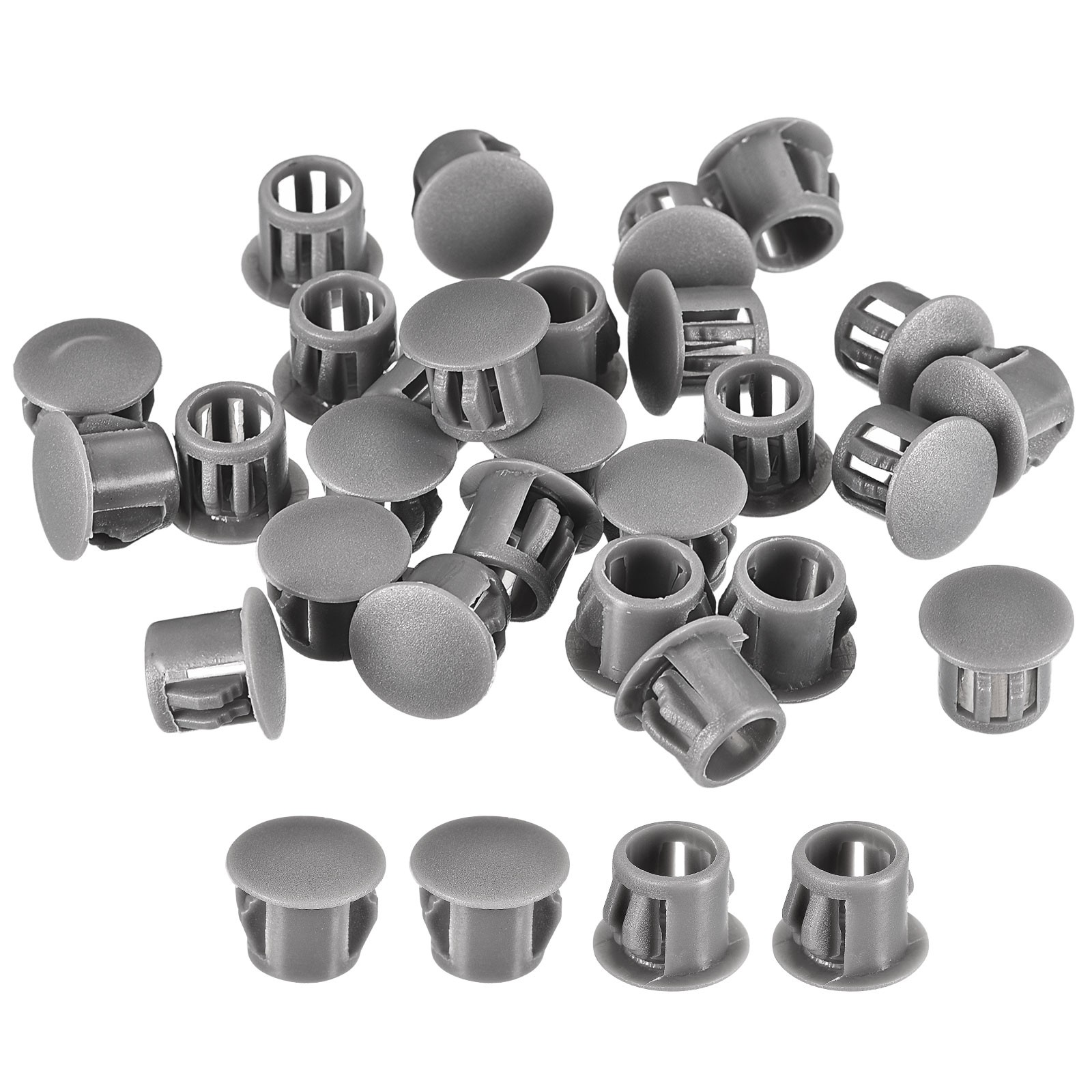 36Pcs 3/8" Plastic Hole Plugs Panel Flush Type Knockout Locking Plugs Gray