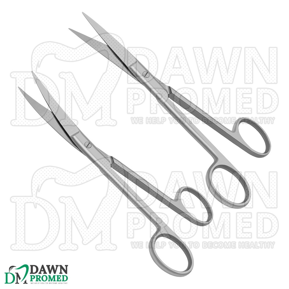 2 Pcs Operating Scissors 5.5" Straight & Curved Sharp Sharp Round Pattern Set