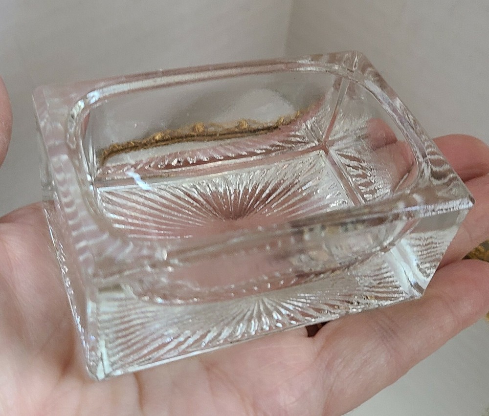 vtg CLEAR rectangular shape MASTER SALT CELLAR DIP OPEN MINT DISH Free Ship US