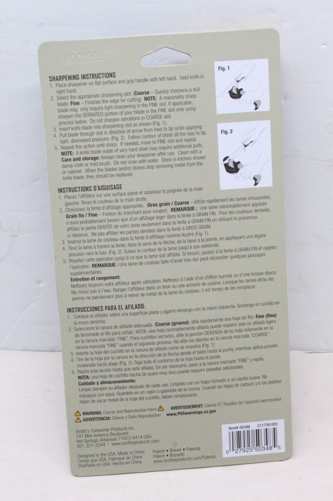 Smith’s Edge Pro Pull-Thru Knife Sharpener #50348 Soft Grip Handle Blade Honer