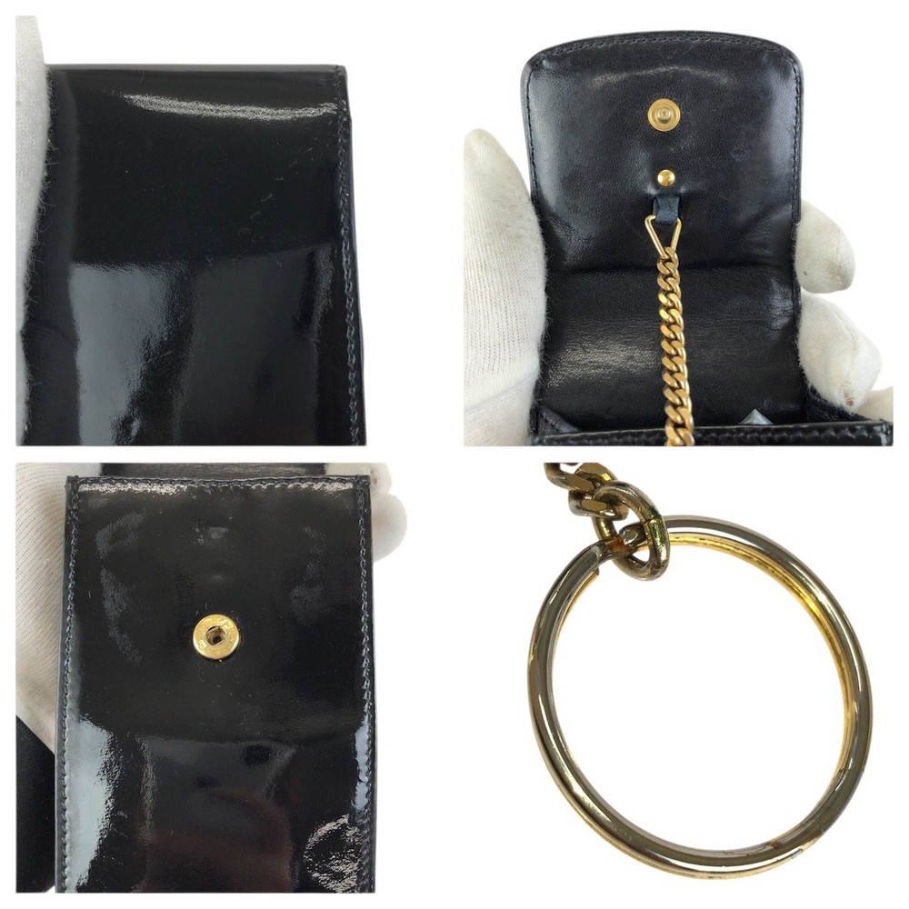 CHANEL COCO Mark Small item case, cigarette case, Black Gold Hardware enamel CC