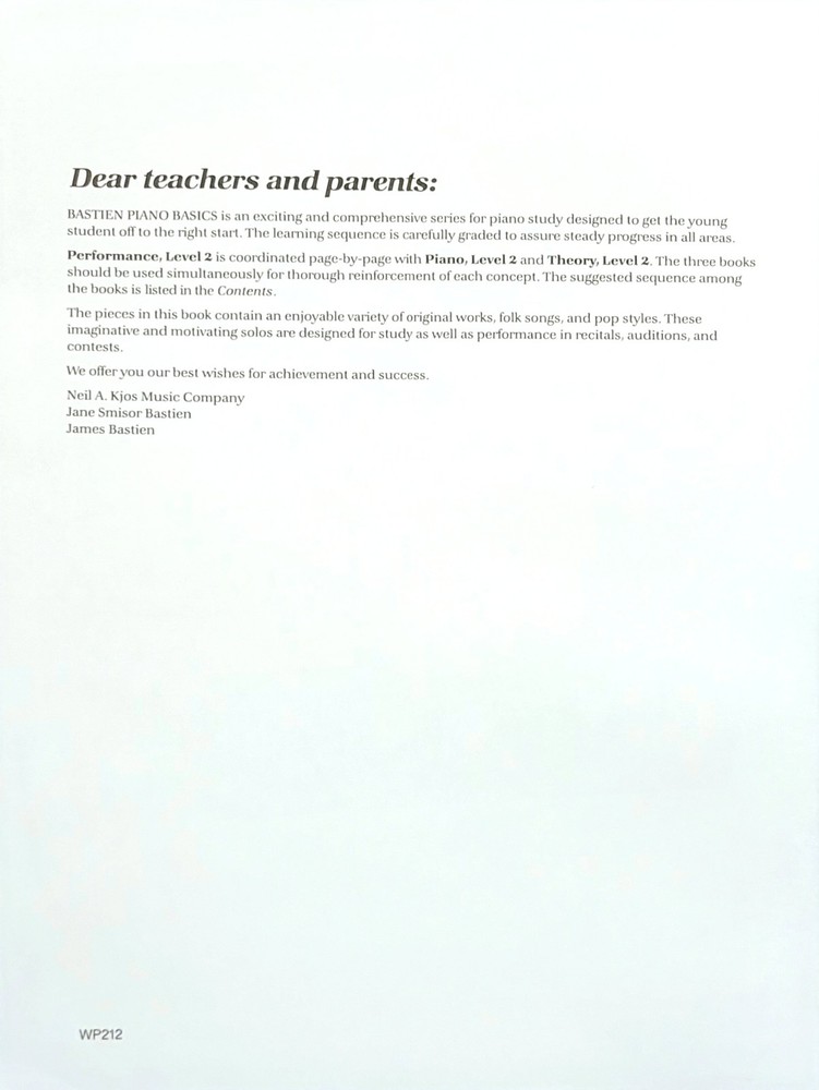 Bastien Piano Basics Performance Level 2