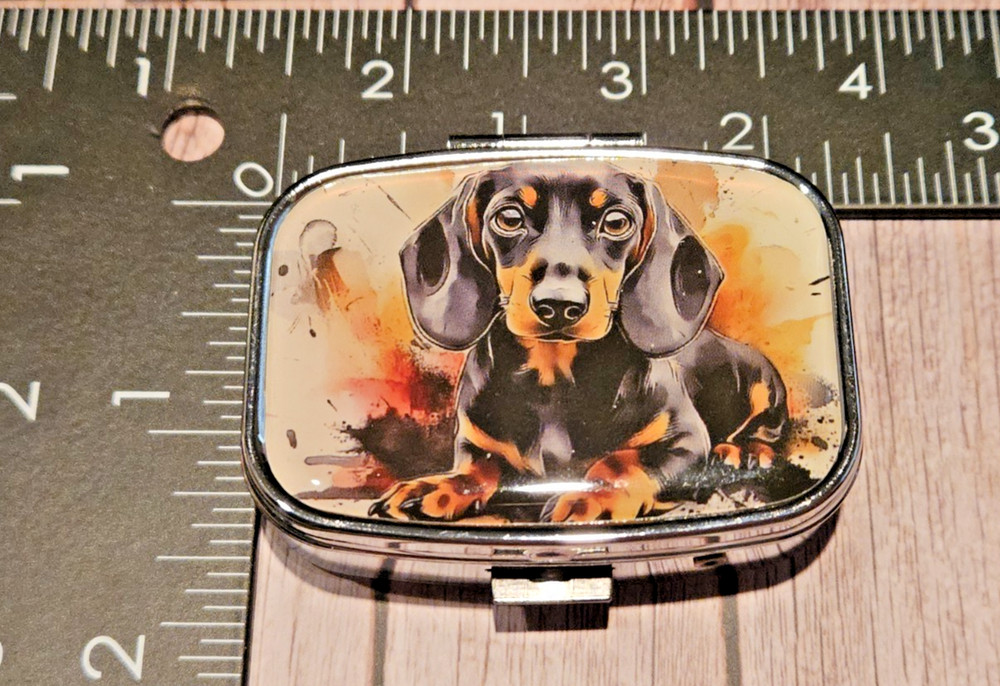 Dachshund Pill Box 2 Compartment New