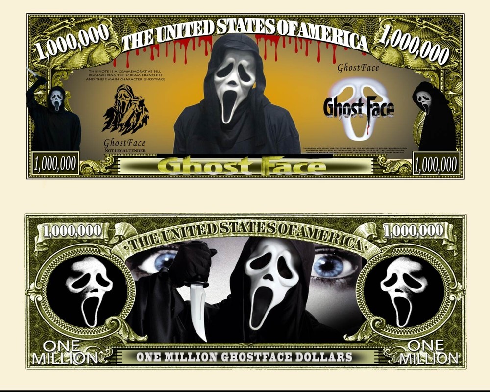 OUR GHOSTFACE NOVELTY NOTE AND BILL (25 Bills)