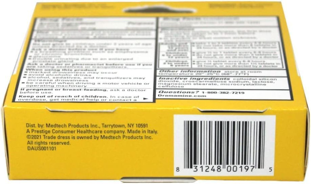 Dramamine Tablets Original Formula, 12 Tablets
