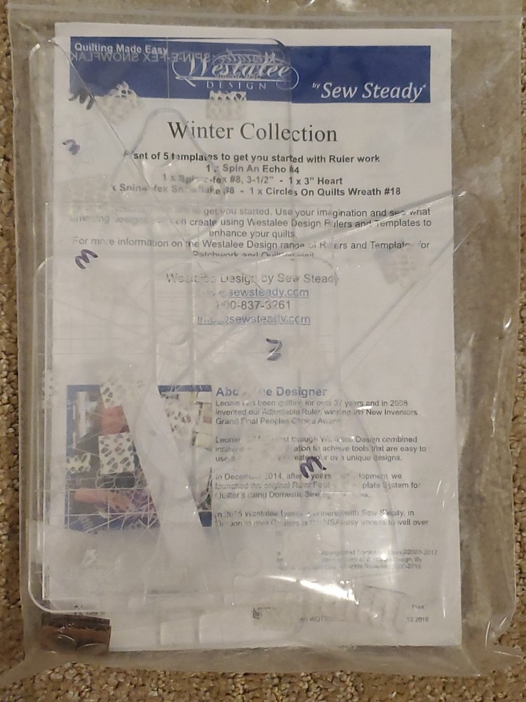 Westalee Winter Design High Shank Template WT-WINTER-HS