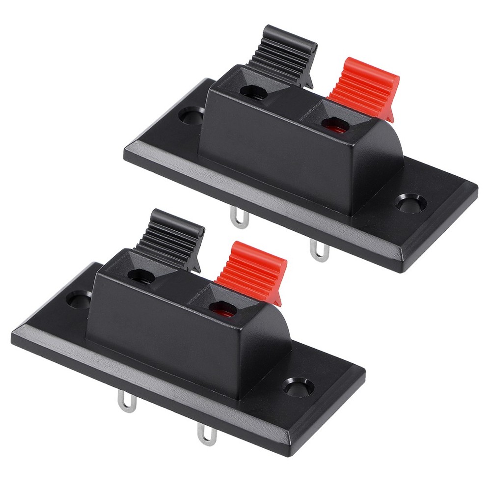 2 x 2 Way Jack Socket Spring Push Release Connector Speaker Terminal Strip Block