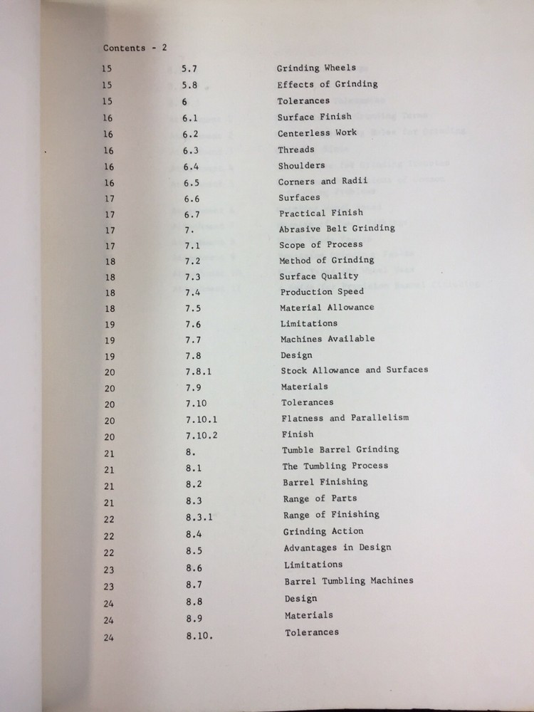 VINTAGE 1965 STUDY," GRINDING, MANUFACTURING PROCESS DEVELOPMENT", SANDIA CORP